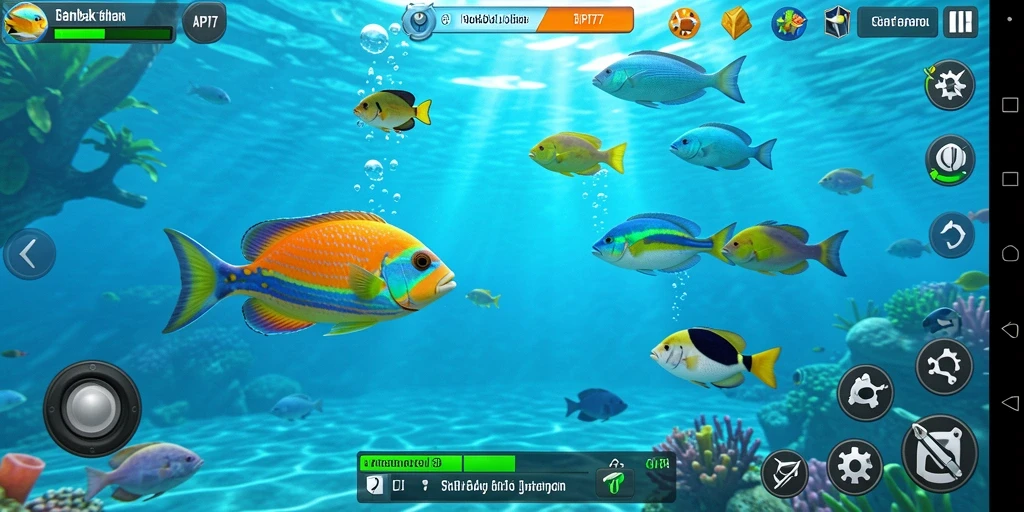 Tampilan gameplay seru pada API77 dengan beragam ikan yang menunggu untuk ditembak.
