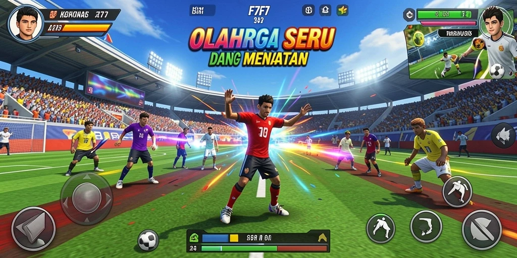 Screenshot F7F7 menunjukkan aksi seru dalam gameplay olahraga.