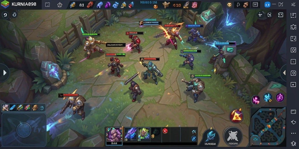 Tampilan gameplay MOBA KURNIA898 yang penuh aksi dan strategi.