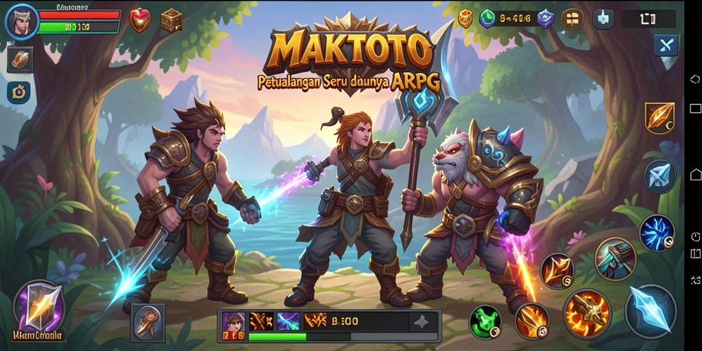 Tangkapan layar gameplay MAKTOTO yang menampilkan pertarungan seru dan karakter yang dinamis.