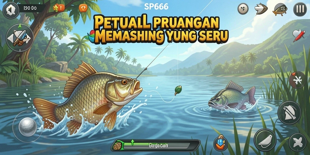 Tampilan gameplay SP666 yang menakjubkan dan seru saat menangkap ikan.